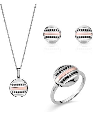 Orphelia 'Maxwell' 925 Sterling Set: Necklace + Earrings + Ring - White