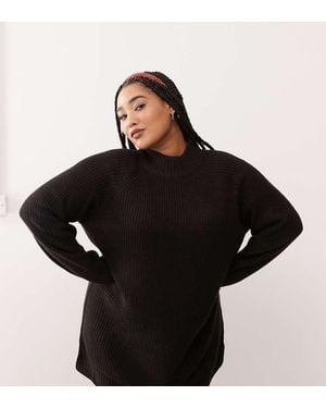 Noisy May Curve High Neck Knitted Jumper Dress - Black