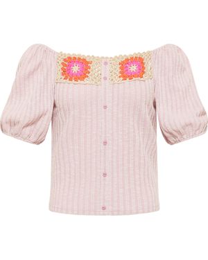 myMo Top Met Gehaakte Inzetstukken Nolie Dames Roze