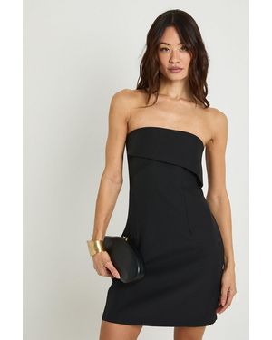 Boohoo Tall Tailored Pleat Front Bandeau Mini Dress - Black