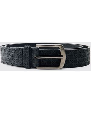 BoohooMAN Pu Embossed Textured Belt - Black