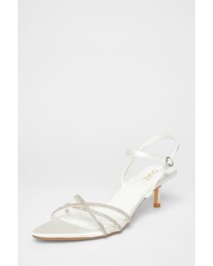 Quiz Bridal Diamante Cross Strap Heels - Natural
