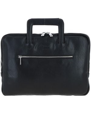 Ashwood Leather Real Laptop Handle Bag - Black