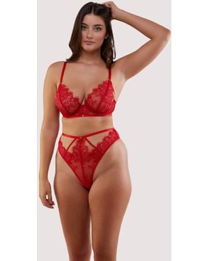Wolf & Whistle Natalia Eyelash Lace Plunge Bra - Red