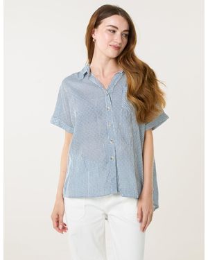 Blue Vanilla Stripe Button Front Shirt - Blue