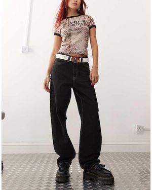 Dr. Denim Faye Worker Baggy Fit Mid Waist With Workwear Detail - Black