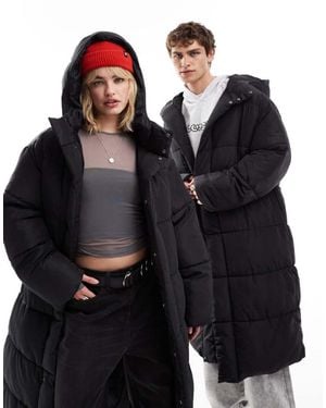 Collusion Unisex Maxi Puffer Jacket With Hood - Black