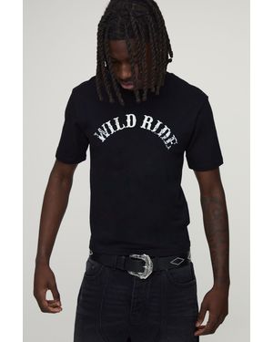 BoohooMAN Shrunken Muscle Heavyweight Wild Ride T-Shirt - Black