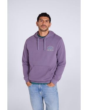 Mountain Warehouse 'River' Hoodie Drawcord Adjustable Hood Cosy Pullover Cotton - Purple