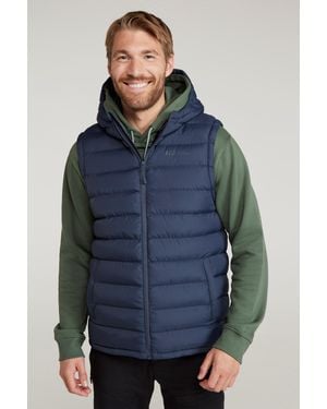 Mountain Warehouse 'Seasons' Padded Gilet With Pockets Water Resistant Hooded Jacket Polyamide - Blue