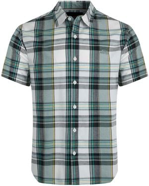 Weird Fish Judd Checked Organic Cotton Short-Sleeved Shirt (Dusty) - Green