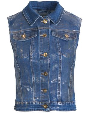 Amy Lynn Amylynn Soho Denim Collared Neck Sleeveless Vest - Blue