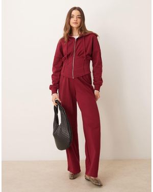 ASOS V Front Waistband Wide Leg Jogger - Red