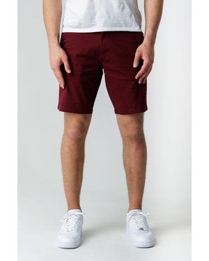 Kensington Eastside Classic Chino Shorts With Button Fastening And Belt Loops - Red