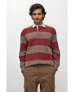 Secret Label Striped Long Sleeve Rugby Shirt - Red