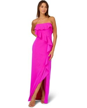 Adrianna Papell Stretch Crepe Column Gown - Pink