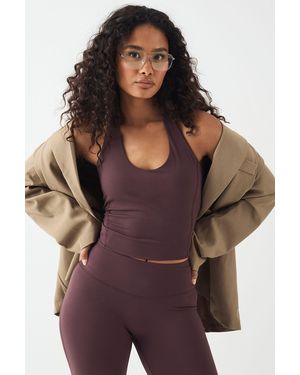 DSGN Studio Sports Sculpt Detail Padded Halterneck Top - Purple