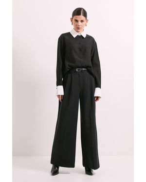 PRINCIPLES Contrast Detail Sheer Shirt - Black