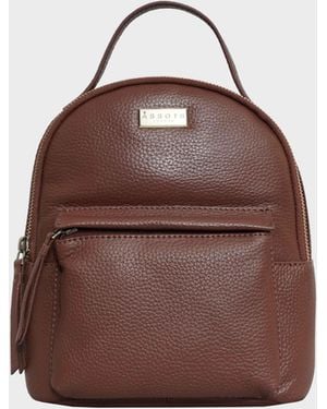 Assots London 'betty' Tan Zip Top Mini Pebble Grain Leather Backpack - Multicolour