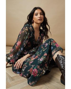 Oasis Bow Back Chiffon Midi Dress - Black