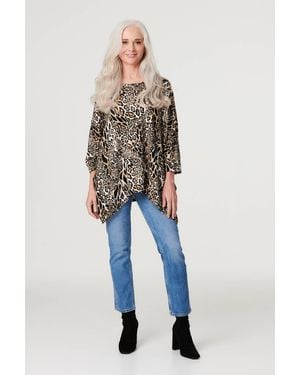 Izabel London Leopard Print Oversize Blouse - White