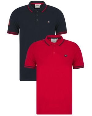 Tokyo Laundry Cotton Short Sleeve Button-Up Polo Shirt - Red