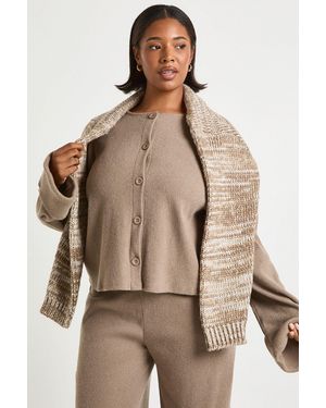 Boohoo Plus Oversized Brushed Rib Cardigan - Natural