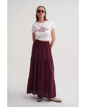 MixRay High Waist Maxi Skirt - Red