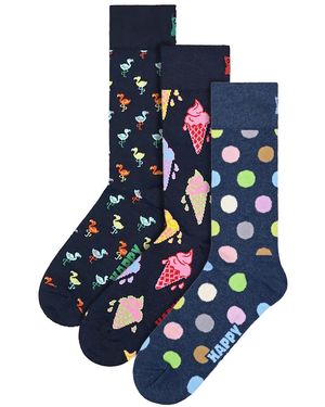 Happy Socks 3 Pack Funky Design Giftbox Set - Blue