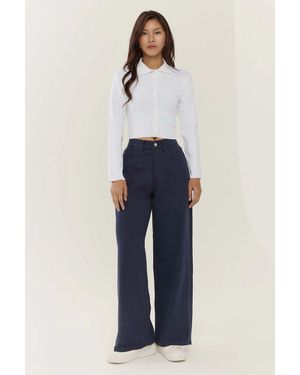 Hiccup High Waist Wide Leg Jeans - Blue