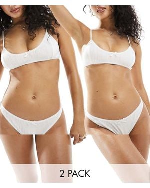 Weekday Pointelle Thong 2-Pack - Brown