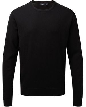 PREMIER Knitted Cotton Crew Neck Sweatshirt - Black