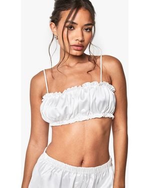 Boohoo Bridal Satin Frill Pyjama Bralet - Blue