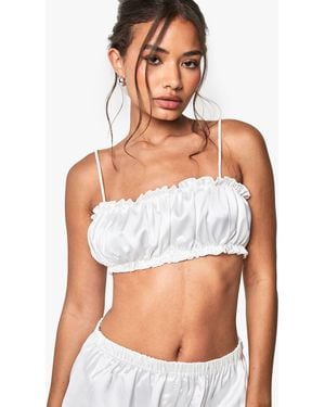 Boohoo Bridal Satin Frill Pyjama Bralet - Blue