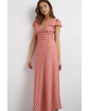 Hiccup Diagonal Stripe Midi Dress - Red