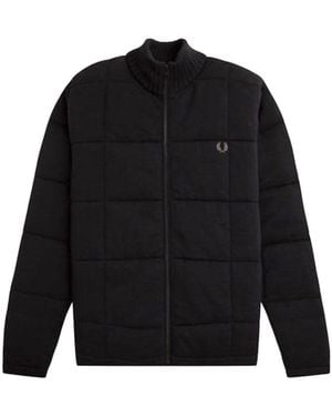 Fred Perry Quilted Knitted Jacket Cotton - Black