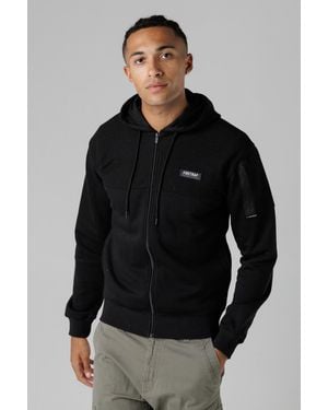 Firetrap Regular Fit Cotton Rich Zip Through Hoody With Sleeve Pocket - Black