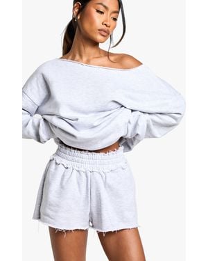 Boohoo Reverse Loopback Pocket Detail Sweat Short - White
