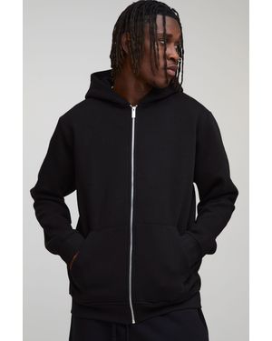 BoohooMAN Tall Basic Regular Zip Through Hoodie - Black