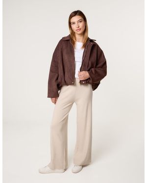 Blue Vanilla Knitted Wide Leg Trousers - Natural