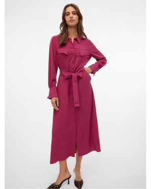 Vero Moda Olla Collared Neck Midi Dress