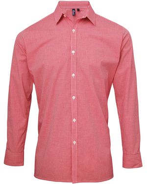 PREMIER Microcheck Long Sleeve Shirt Cotton - Pink