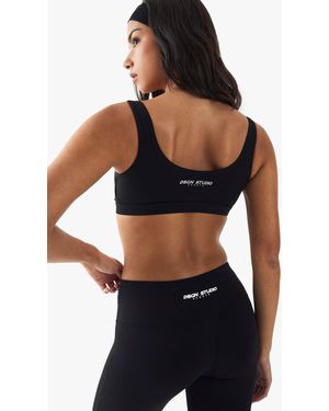 DSGN Studio Sport Zip Front Light Support Padded Sports Bra - Black
