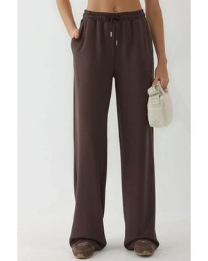 Hiccup Soft Modal Touch Wide Leg Joggers - Brown