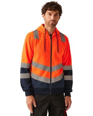 Regatta Adults Hi Vis Pro Full Zip Hoodie - Orange