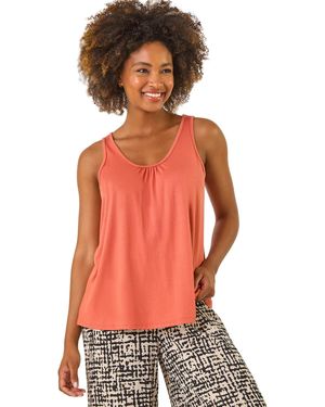 Roman Plain V-Neck Stretch Jersey Vest Top - Red