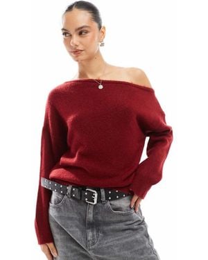 Miss Selfridge Slouchy One Shoulder Jumper - Red