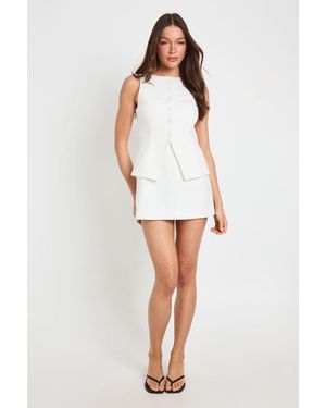 Boohoo Petite Tailored Waistcoat Mini Dress - White