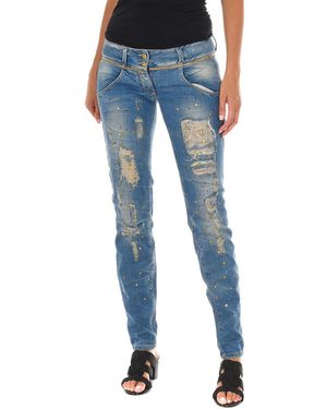 Met Long Denim Trousers Worn And Torn Effect 10Db50128 - Blue