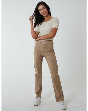 Blue Vanilla Straight Leg Pocket Detail Cargo Jeans - Multicolour